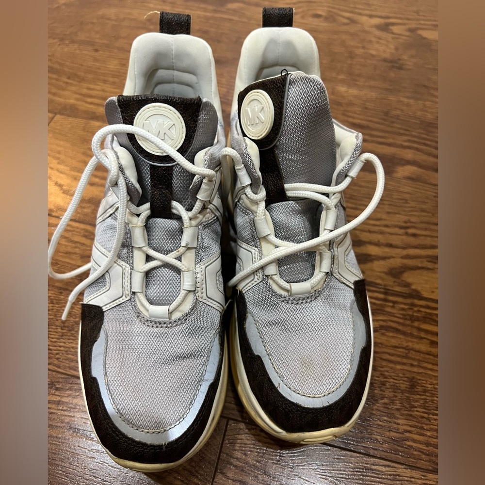 Michael Kors White, Gray and Black Olympia Sneakers - Picture 5 of 9